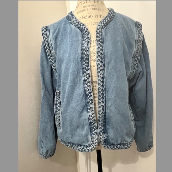A Loves A Jackets & Blazers - A Loves A Denim Braided Crew Neck Open Front Long Sleeve Jacket Size XL - rare!